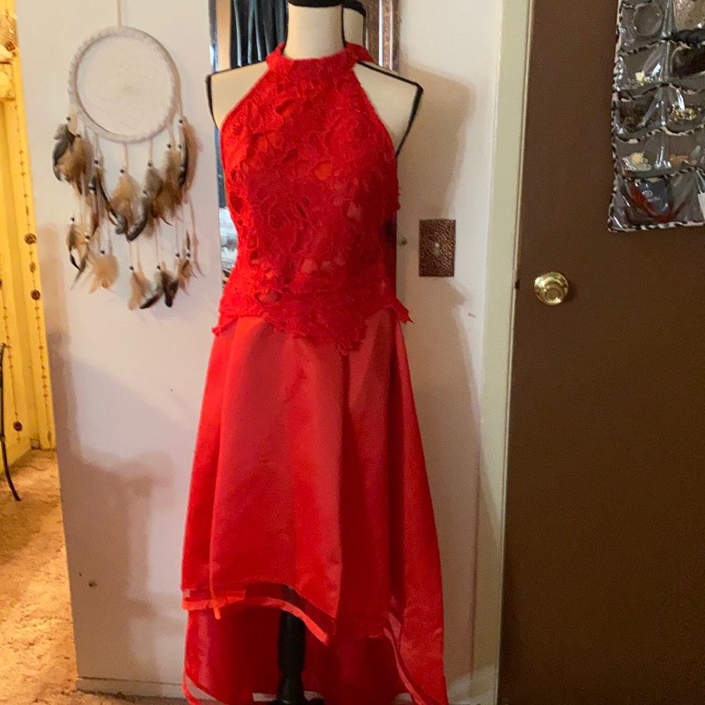 🌺🌹Red satin hi-lo dress